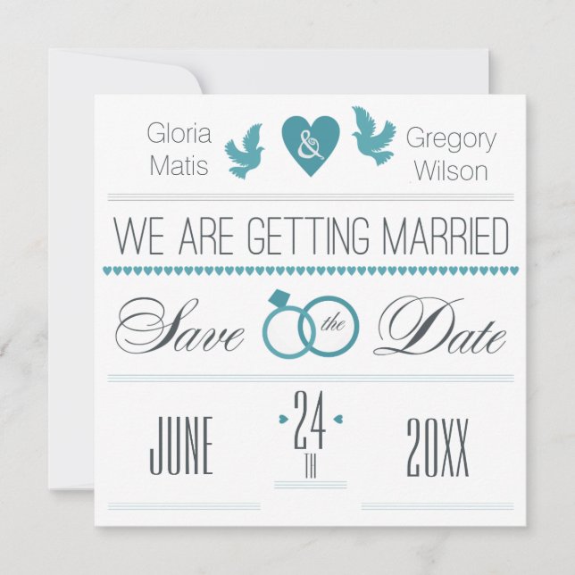 Wedding Rings Save the Date Announcement (Front)