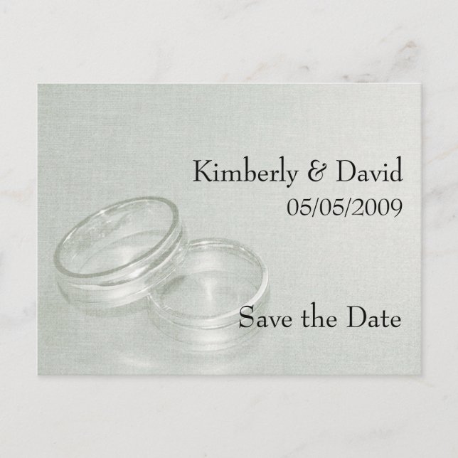 Wedding Rings Save The Date Card (Silver) (Front)