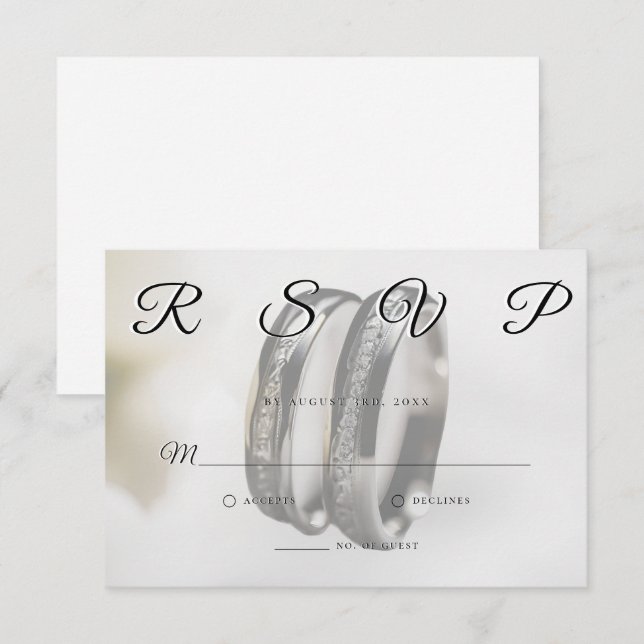 Wedding Rings Simple Elegant Minimalist RSVP Card  (Front/Back)
