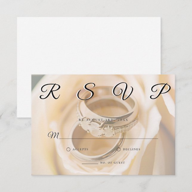 Wedding Rings Simple Elegant Minimalist RSVP Card  (Front/Back)