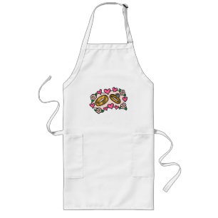 Wedding Rings Surrounded By Hearts Long Apron