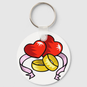 Wedding Rings Under Heart Key Ring