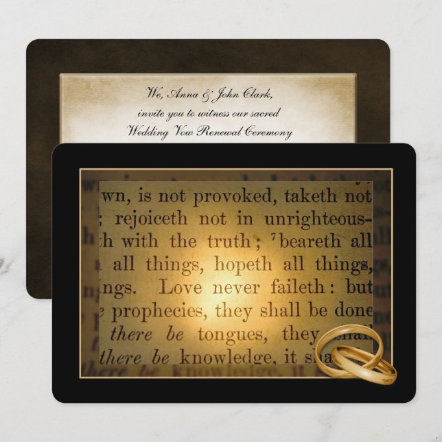 Wedding Rings Vow Renewal Invitation (Front/Back)