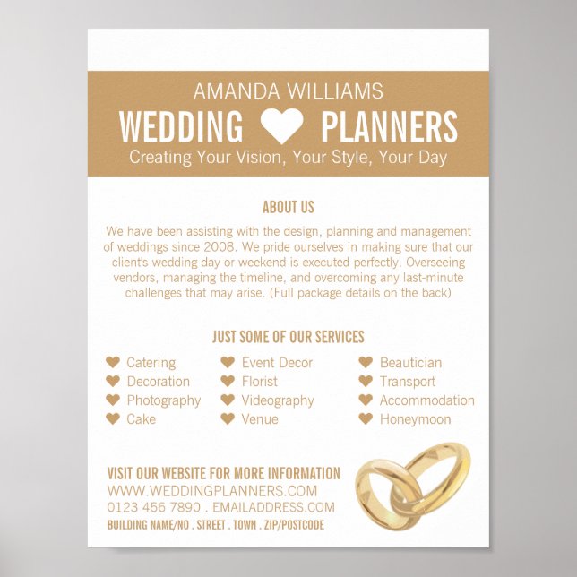 Wedding Rings, Wedding Event Planner Advertising Poster (Front)