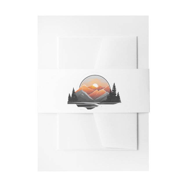 Wedding Rocky Mountain Forest Woodland Sunset Invitation Belly Band (Front Example)
