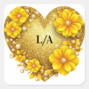 🌹 Wedding Romantic Heart Wreath For Bridal Shower Square Sticker
