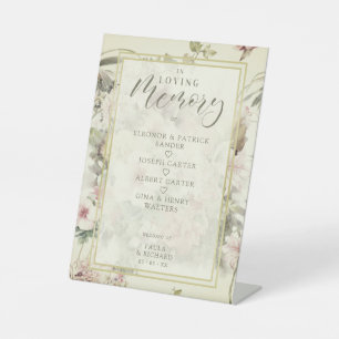 Wedding Romantic Memorial Table Vintage Floral Pedestal Sign