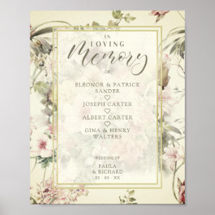 Wedding Romantic Memorial Table Vintage Floral Poster