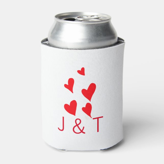Wedding romantic partner add couple initial letter can cooler (Can Front)