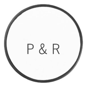 Wedding romantic partner add couple initial letter hockey puck