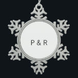 Wedding romantic partner add couple initial letter snowflake pewter christmas ornament<br><div class="desc">For lovers like us</div>