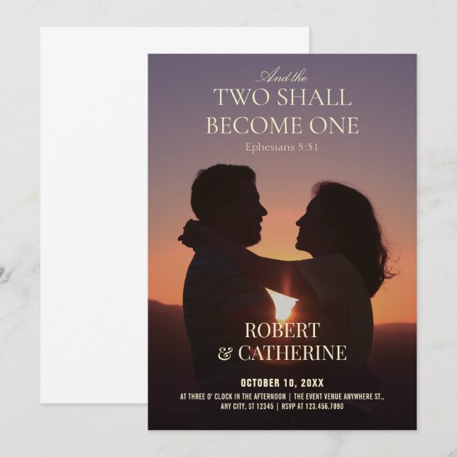 Wedding romantic photo  invitation (Front/Back)