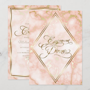 Wedding Rose and Gold Marble Ornate Calligraphy Invitation