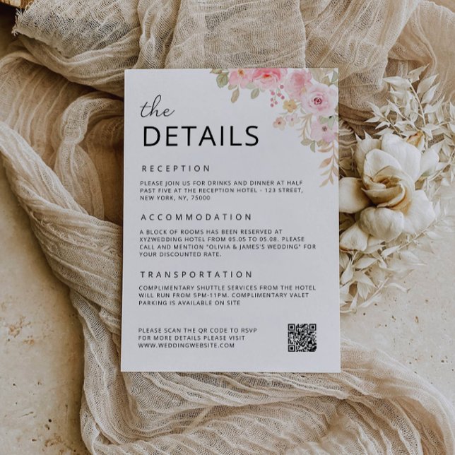 Wedding Rose Collection Enclosure Card-The Details Invitation (Wedding Rose Collection Enclosure Card-The Details Invitation)
