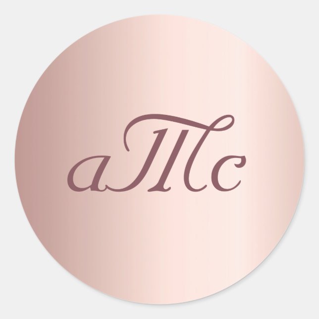 Wedding rose gold blush couple monogram classic round sticker (Front)
