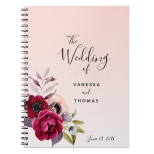 Wedding rose gold blush pink florals guest book