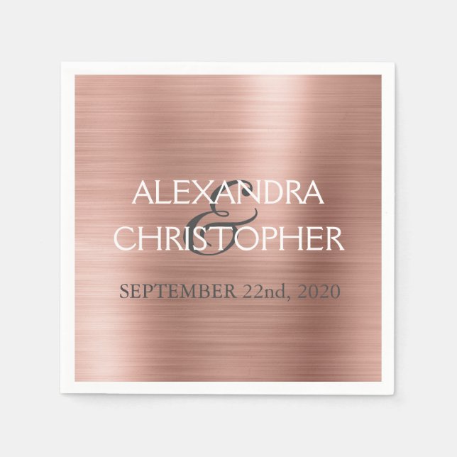 Wedding Rose Gold Blush Pink Foil Napkins (Front)