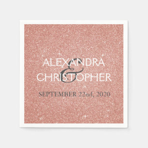 Wedding Rose Gold Blush Pink Glitter Napkins