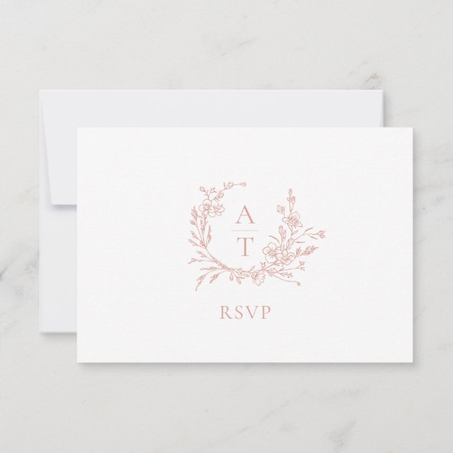 Wedding Rose Gold Crest Monogram RSVP Card (Back)