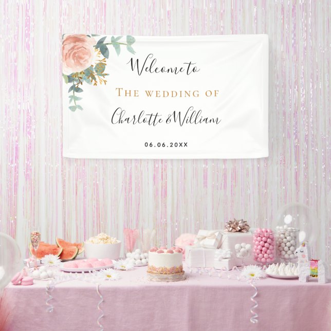Wedding rose gold floral eucalyptus elegant banner (Party)