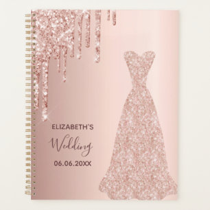 Wedding rose gold glitter drips bride 2025 planner