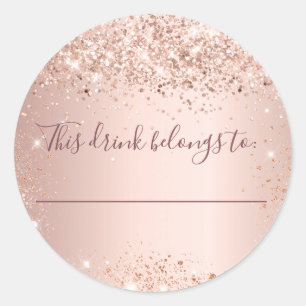 Wedding rose gold glitter this drink belongs to classic round sticker