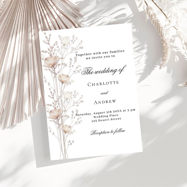 Wedding rose gold white wildflower luxury invitation (Creator Uploaded)