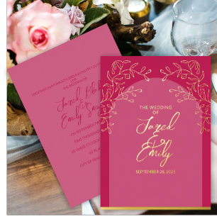 Wedding Rose Red Foil Invitation