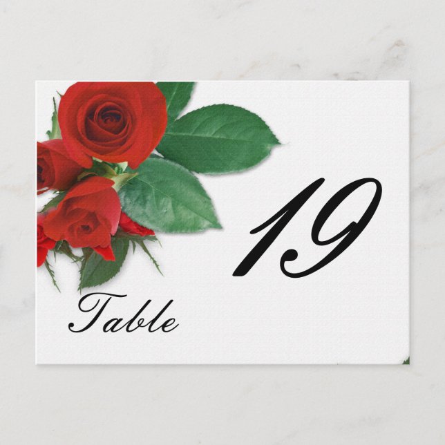wedding rose table number postcard (Front)