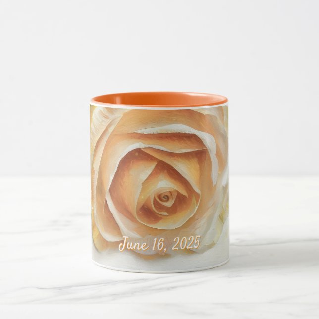 Wedding Rose Wedding Date Gift Mug Cup  (Center)