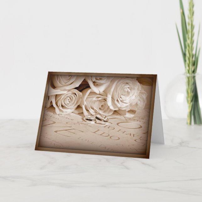 Wedding Roses and Rings Card (Front)