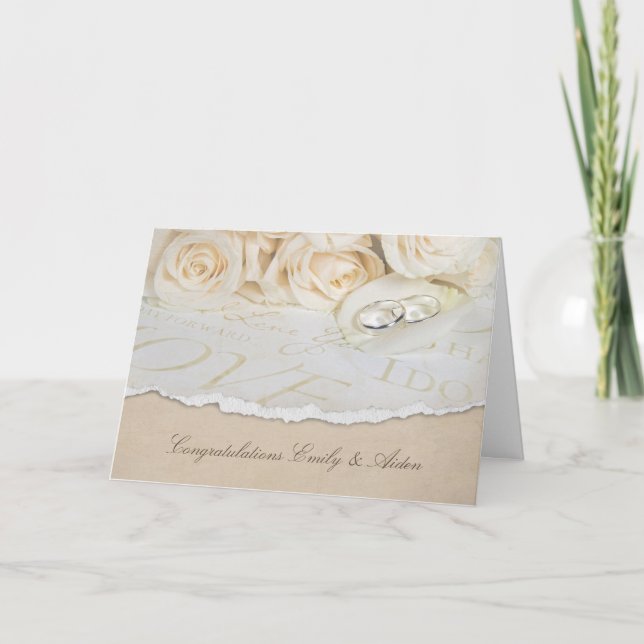 Wedding Roses and Rings Card (Front)