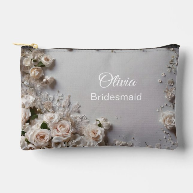 Wedding Roses Bridesmaid Accessory Pouch (Front)