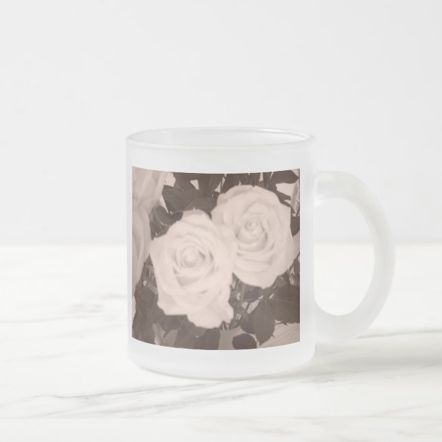 Wedding Roses Frosted Glass Coffee Mug (Right)