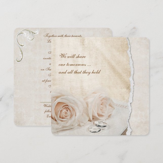 Wedding Roses on Bible Invitation (Front/Back)