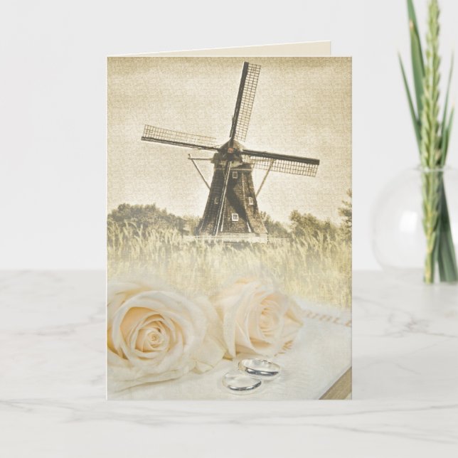 Wedding Roses On Bible With Windmill Card (Front)