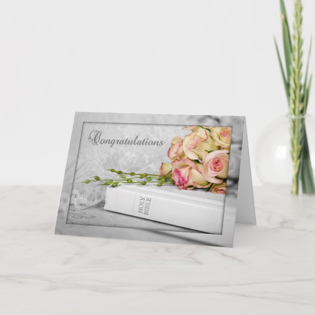 Wedding Roses on Holy Bible Card (Front)