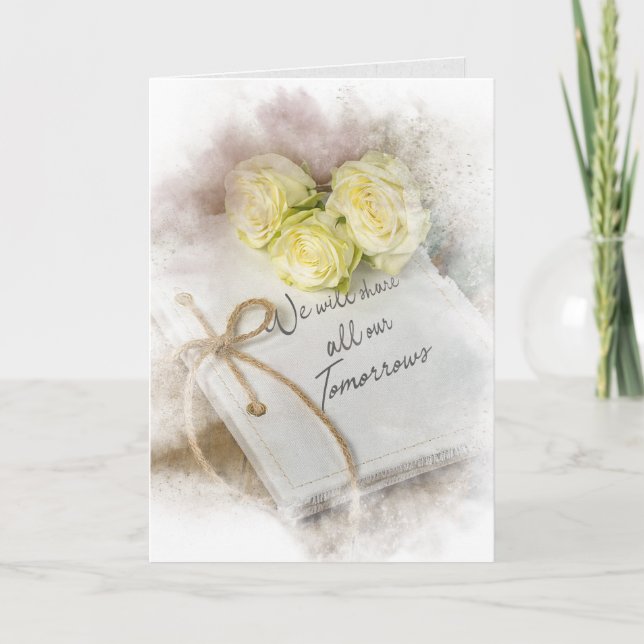 wedding roses on white journal card (Front)