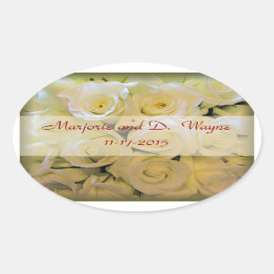 WEDDING ROSES OVAL ENVELOPE SEALS & STICKERS