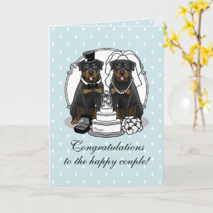 Wedding Rottweilers - Cute cartoon of a smiling br Card