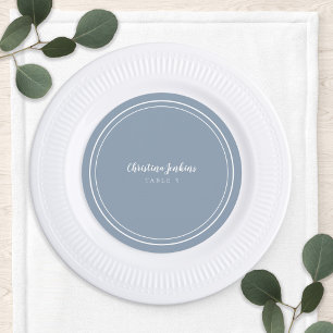 Wedding Round Custom Guest Dusty Blue Place Card