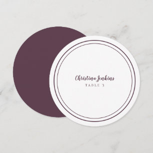 Wedding Round Custom Guest Purple White Place Card