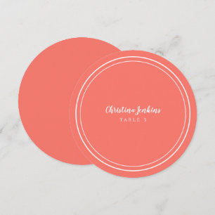 Wedding Round Custom Guest Table Coral Place Card