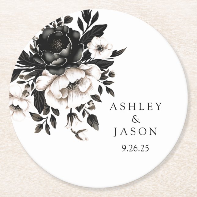 Wedding  round paper coaster (Front)