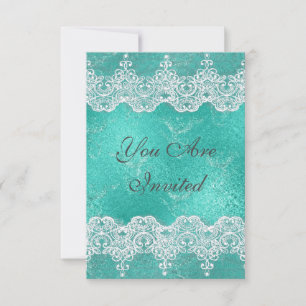 Wedding Royal Invitation Mint Blue & Lace