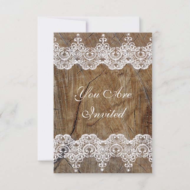 Wedding Royal Invitation Rustic Burlap & Lace (Front)