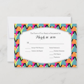 Wedding RSVP 80's Style Geometric Pattern Card