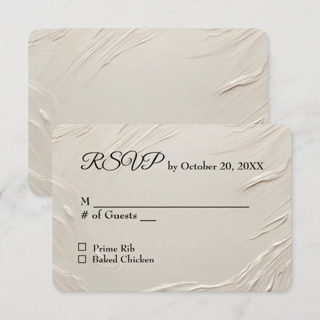 Wedding RSVP Abstract Ivory Texture (Front/Back)