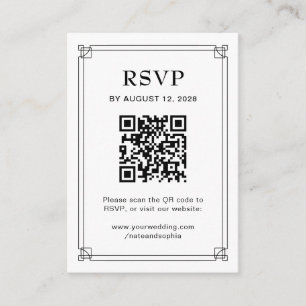 Wedding RSVP and QR Code   Black and White Enclosure Card