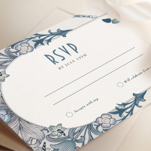 Wedding RSVP Art Nouveau Dusty Blue W Morris Invitation